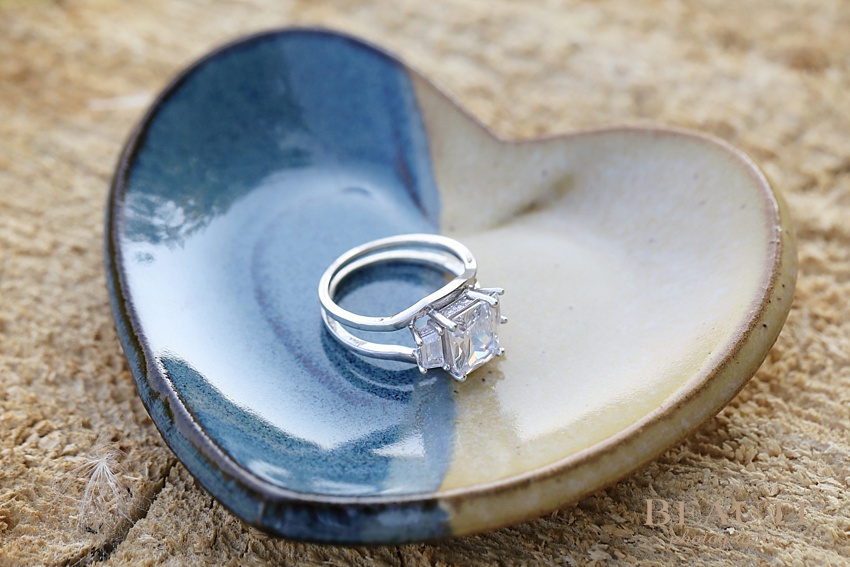 BEAUTI photography Oungre Park engagement photographer Saskatchewan wedding photographer summer engagement heart-shaped ring dish photo