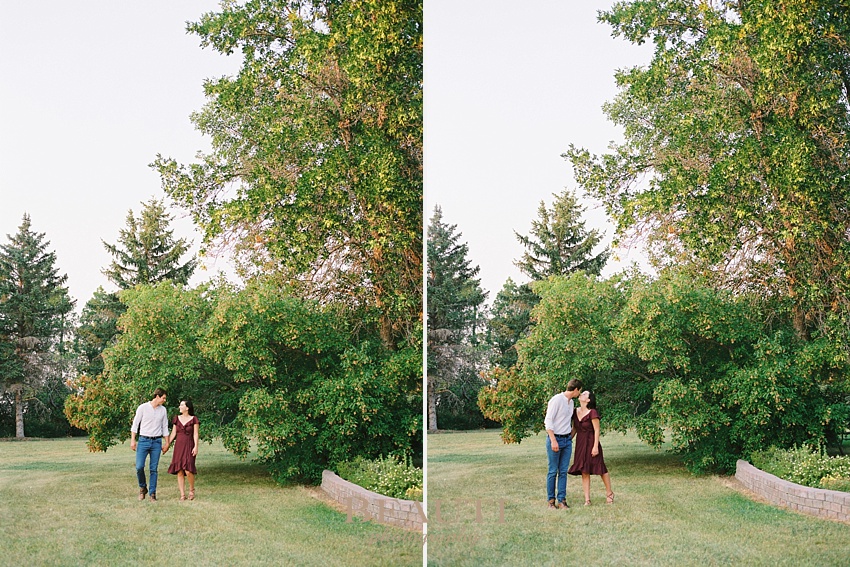 Weyburn engagement photographer newly engaged Sask wedding photographer Nickle Lake summer engagement session kiss on the cheek photo