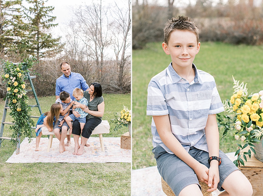 spring family photos BEAUTI photography Weyburn Saskatchewan photographer Brady's House of Flowers