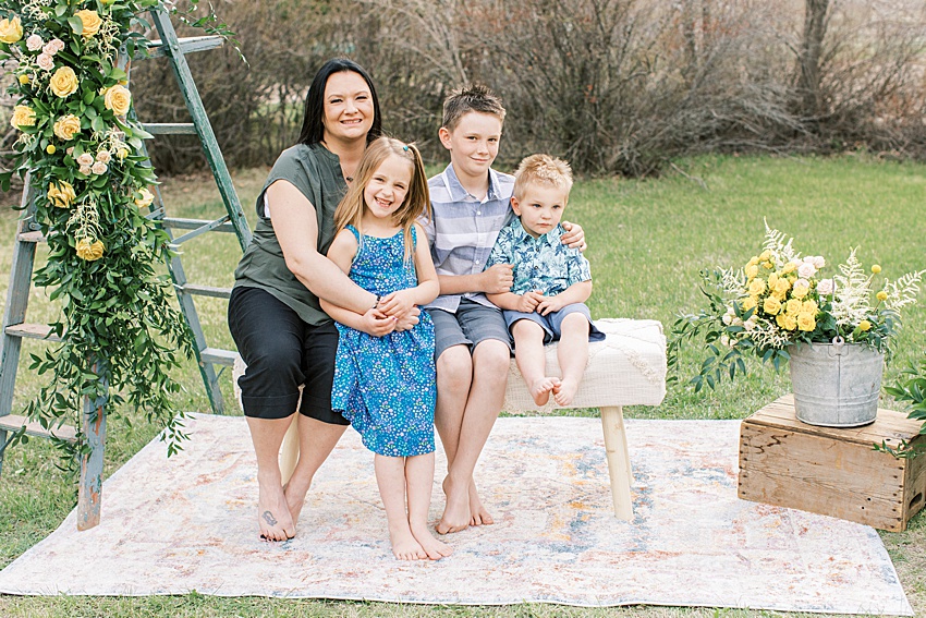 BEAUTI photography Weyburn Saskatchewan photographer Brady's House of Flowers spring family photos A Mother's Love portraits
