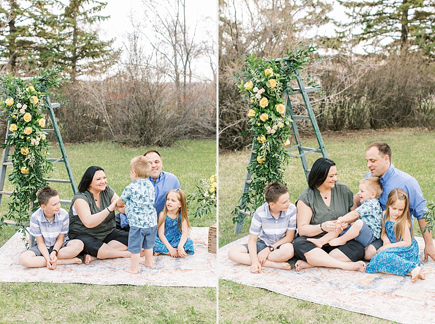 spring family photos BEAUTI photography Weyburn Saskatchewan photographer Brady's House of Flowers
