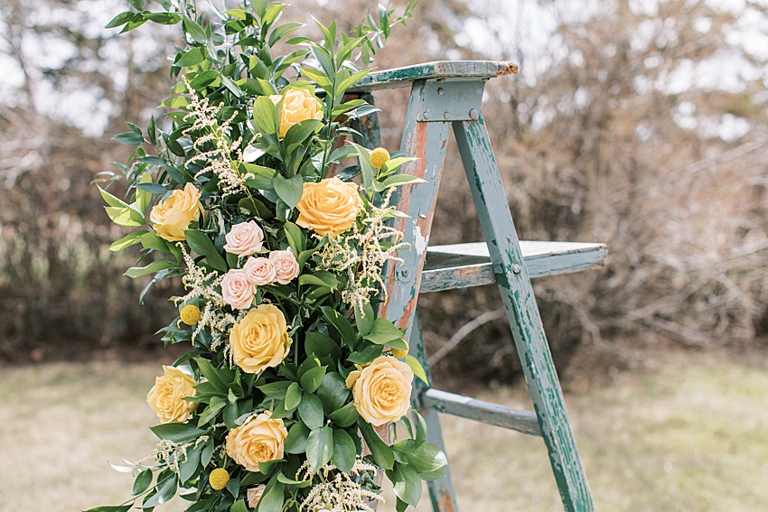 BEAUTI photography Weyburn Saskatchewan photographer Brady's House of Flowers wooden ladder arrangement