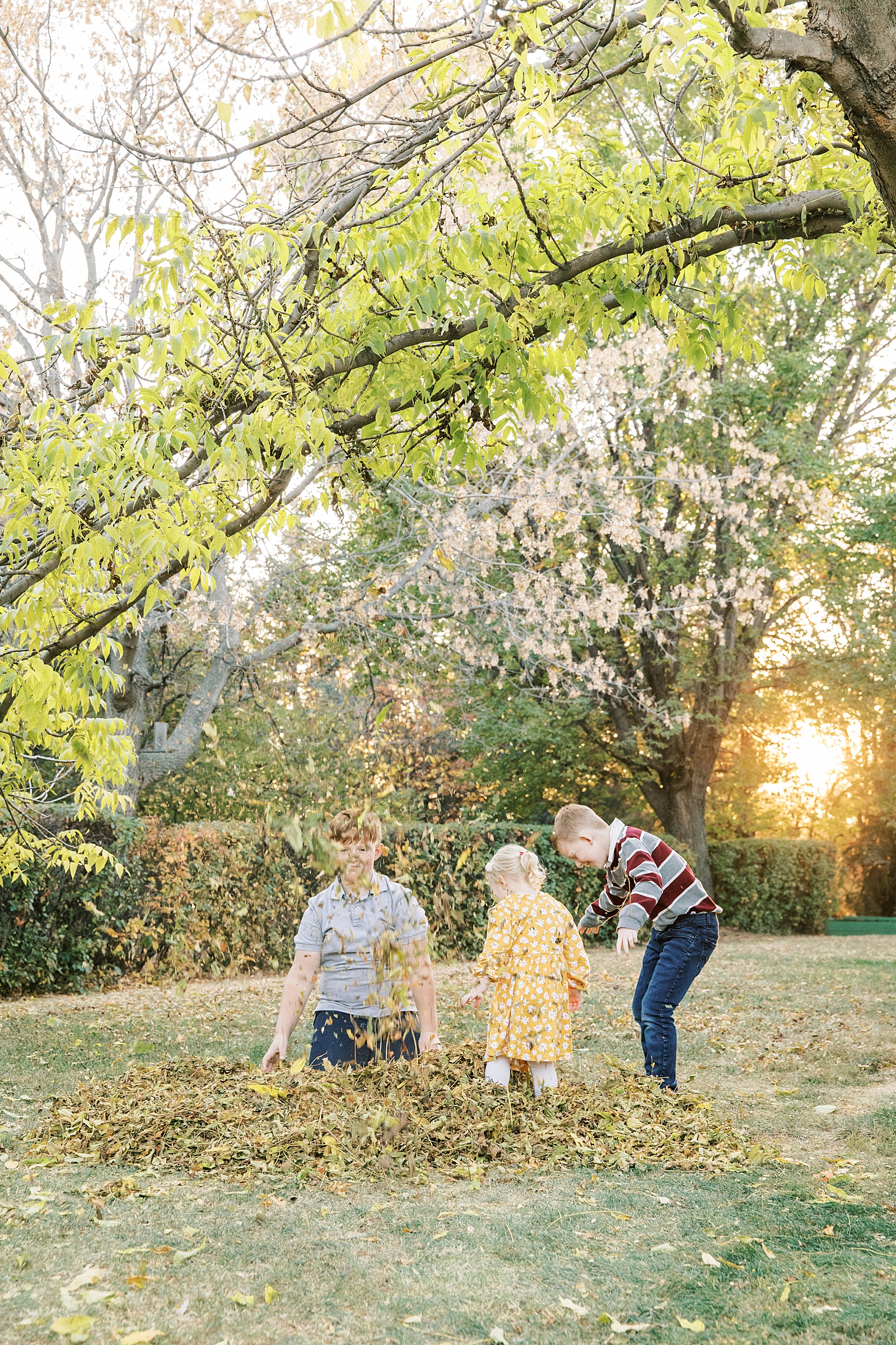 Jenelle Quigley Photography family lifestyle photographer Tribune Saskatchewan children portraits fall leaves siblings