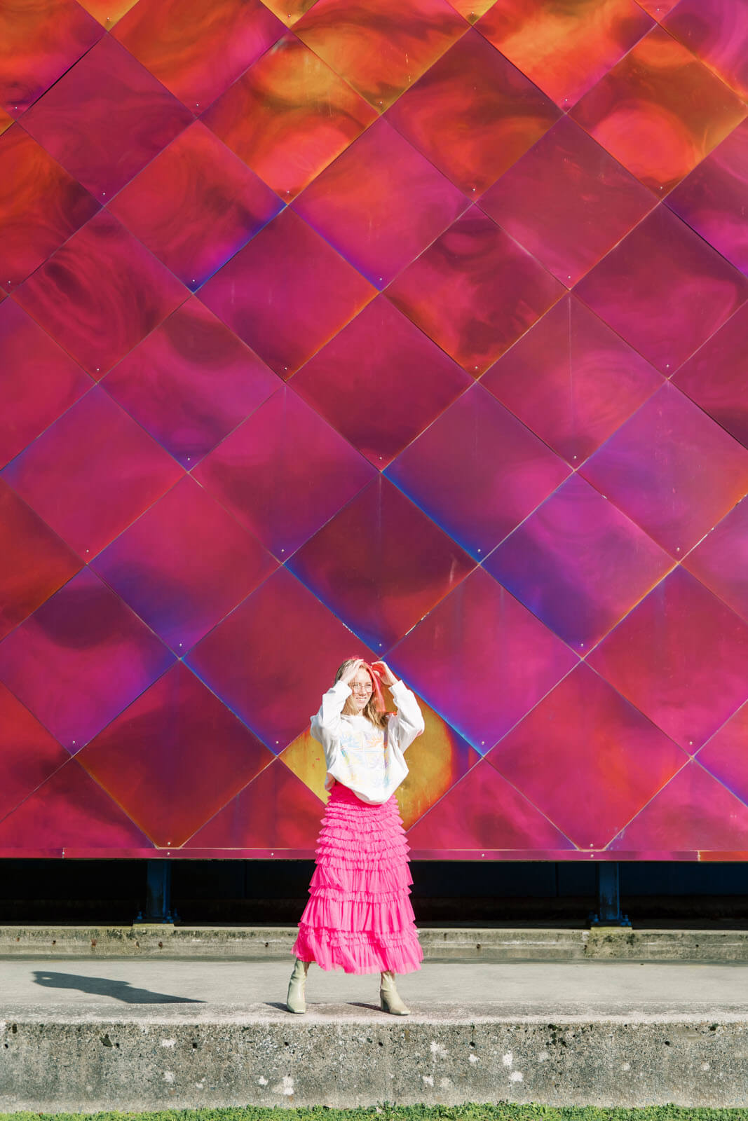Jenelle Quigley Photography Nanaimo Vancouver Island British Columbia lifestyle photographer pink wall pink skirt young lady