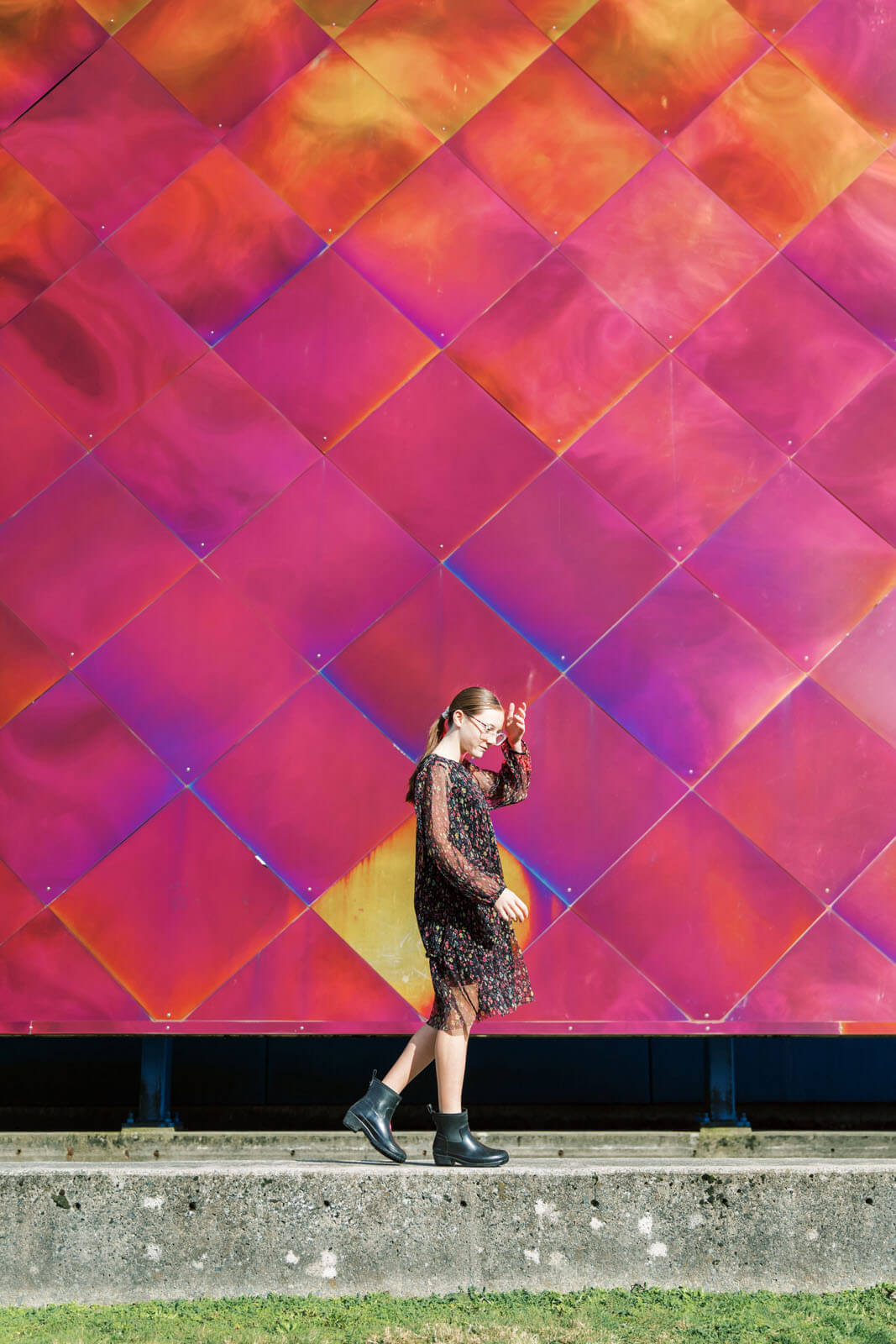 Jenelle Quigley Photography Nanaimo Vancouver Island British Columbia lifestyle photographer pink wall pink skirt young lady
