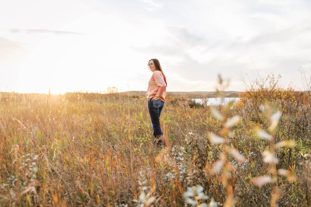 Jenelle Quigley Photography Weyburn lifestyle photographer WCS Grad Class of 2024 Nickle Lake fall grad casuals sunset