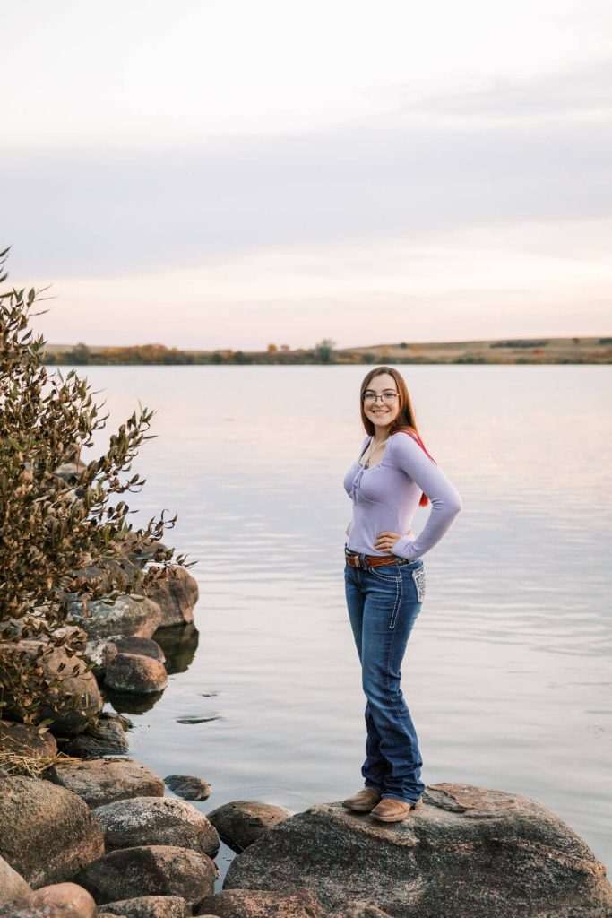 Jenelle Quigley Photography Weyburn lifestyle photographer WCS Grad Class of 2024 Nickle Lake fall grad casuals sunset