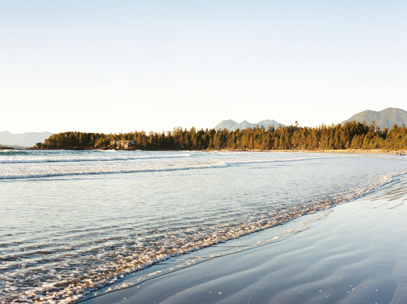 Jenelle Quigley Photography Vancouver Island travel photographer Chesterman Beach sunset Tofino on film surfers