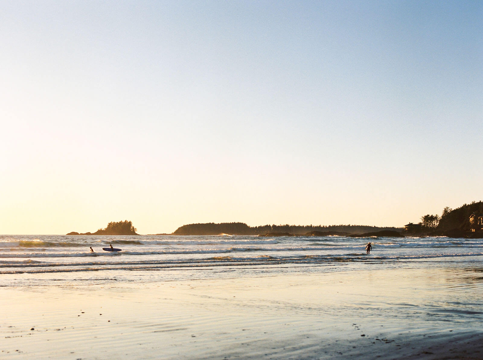 Jenelle Quigley Photography Vancouver Island travel photographer Chesterman Beach sunset Tofino on film surfers